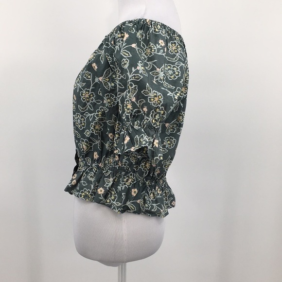 J. Crew Gathered Scoopneck Top In Vintage Vines Womens Small Cropped 100% Cotton - Picture 4 of 15